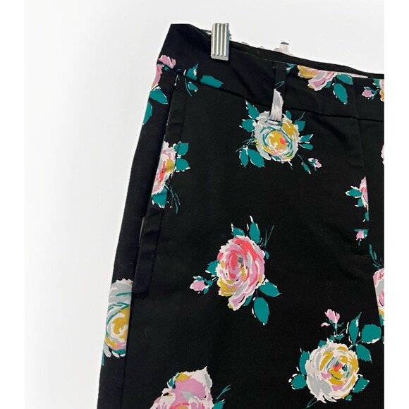 BODEN High Rise Richmond Wide Leg Cropped  Pants Painterly Rose Womens 4P Black - Picture 2 of 8